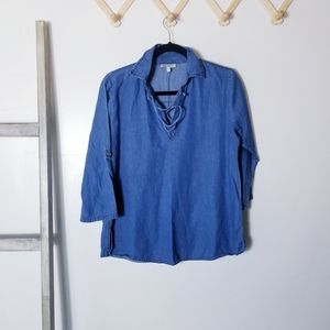 MILEAGE BOHO 100% COTTON JEAN BLOUSE SIZE LARGE